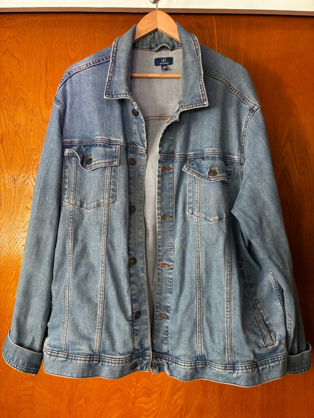 Men’s Denim Jacket Medium Wash Button Front Size 3XL
